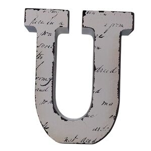 Wooden Weathered look Letter U 3.75 X 4.5 inches Craft Crafts